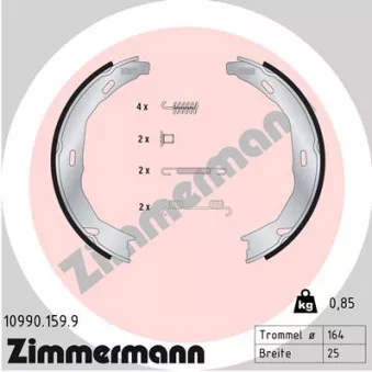 Jeu de mâchoires de frein, frein de stationnement ZIMMERMANN 10990.159.9