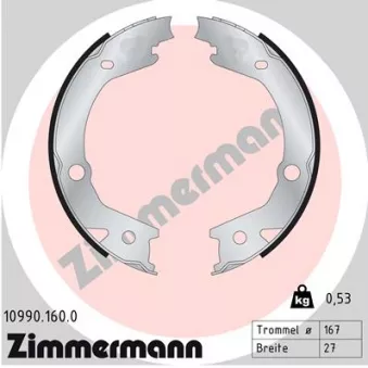 Jeu de mâchoires de frein, frein de stationnement ZIMMERMANN 10990.160.0