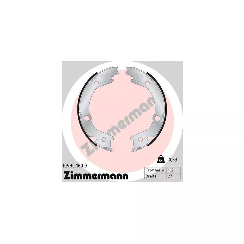 Jeu de mâchoires de frein, frein de stationnement ZIMMERMANN 10990.160.0