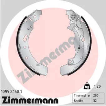 Jeu de mâchoires de frein ZIMMERMANN 10990.160.1