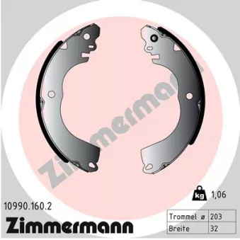 Jeu de mâchoires de frein ZIMMERMANN 10990.160.2