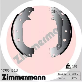 Jeu de mâchoires de frein ZIMMERMANN 10990.160.3