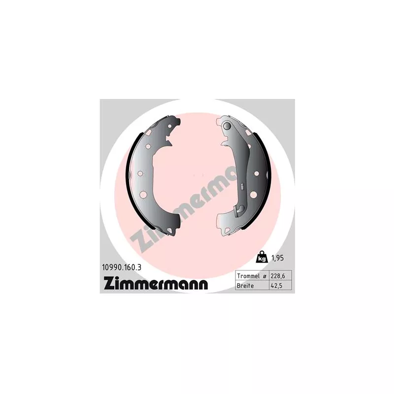 Jeu de mâchoires de frein ZIMMERMANN 10990.160.3