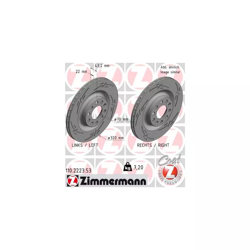 Jeu de 2 disques de frein arrière ZIMMERMANN 110.2223.53