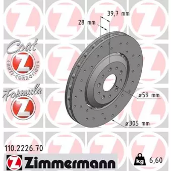 Jeu de 2 disques de frein avant ZIMMERMANN 110.2226.70