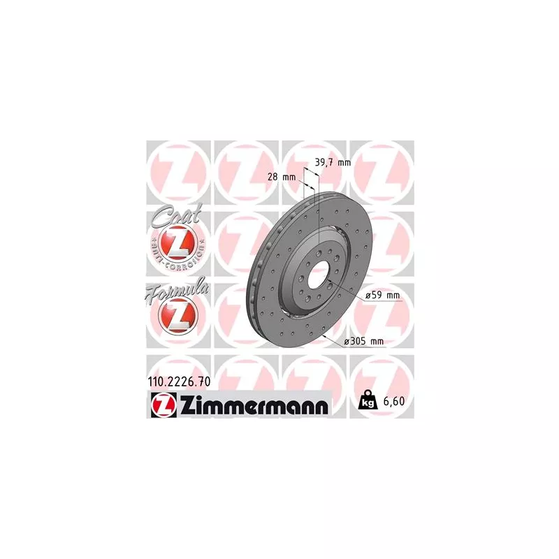 Jeu de 2 disques de frein avant ZIMMERMANN 110.2226.70