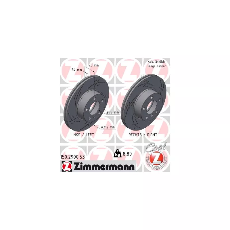 Jeu de 2 disques de frein avant ZIMMERMANN 150.2900.53