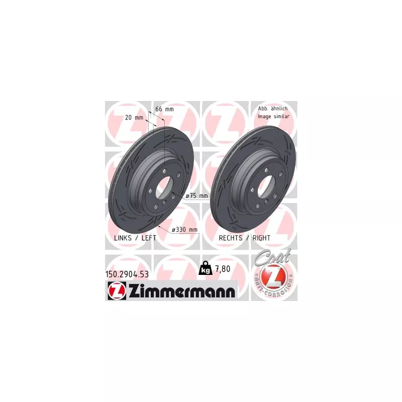 Jeu de 2 disques de frein arrière ZIMMERMANN 150.2904.53