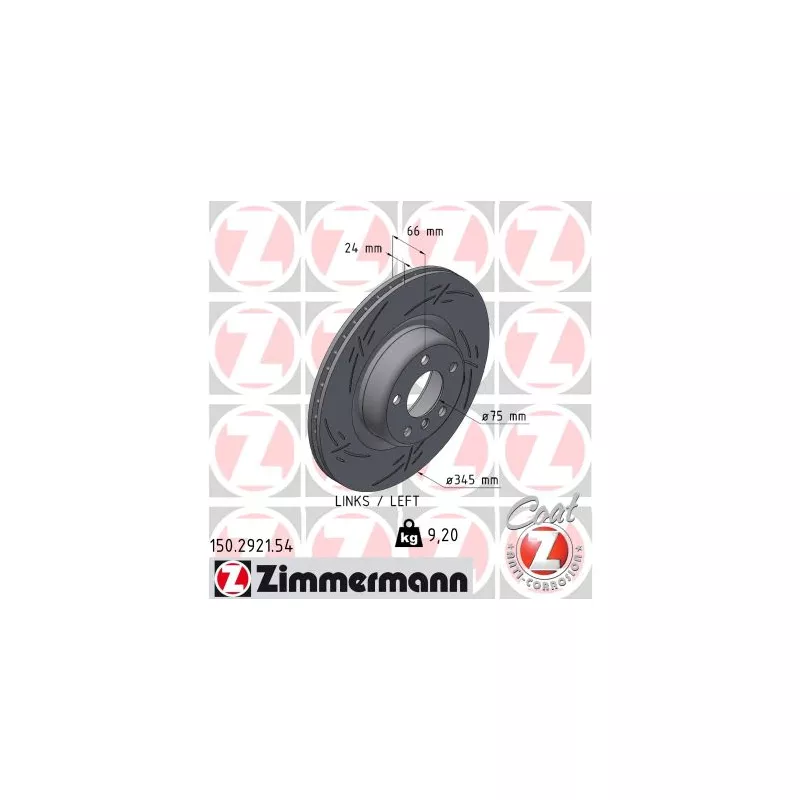 Disque de frein arrière gauche ZIMMERMANN 150.2921.54