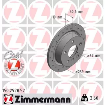 Jeu de 2 disques de frein arrière ZIMMERMANN 150.2928.52