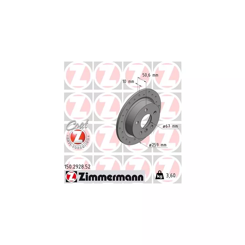Jeu de 2 disques de frein arrière ZIMMERMANN 150.2928.52