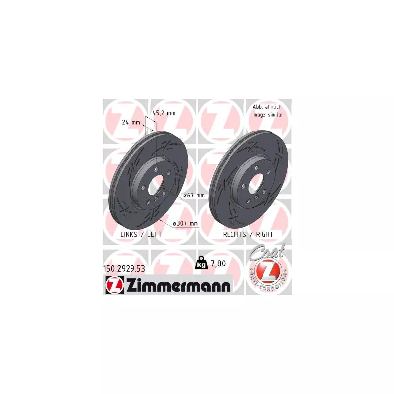 Jeu de 2 disques de frein avant ZIMMERMANN 150.2929.53