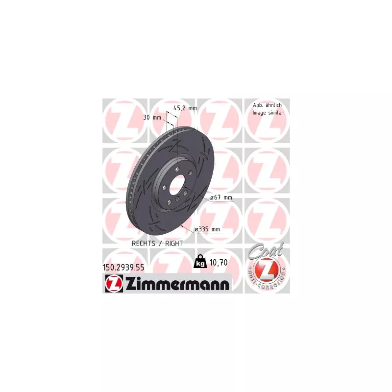 Disque de frein arrière droit ZIMMERMANN 150.2939.55
