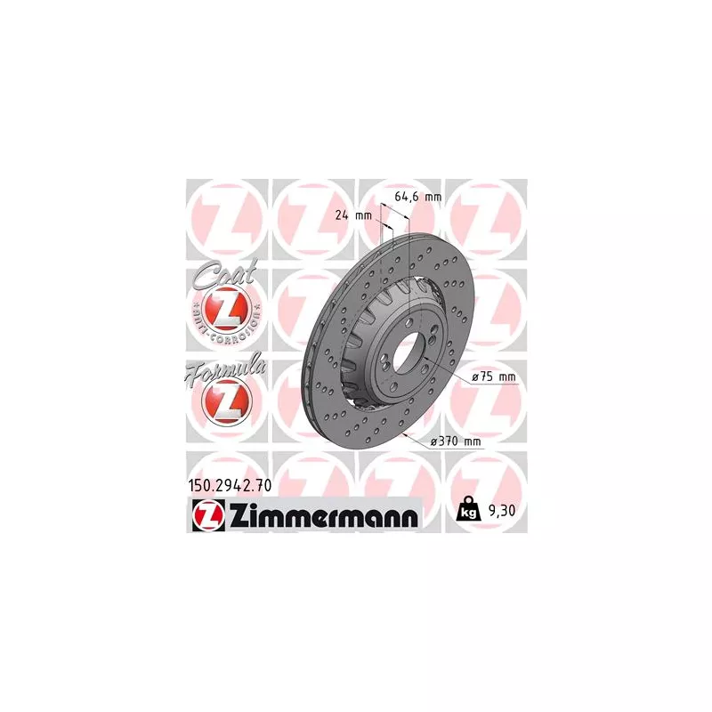 Disque de frein arrière gauche ZIMMERMANN 150.2942.70