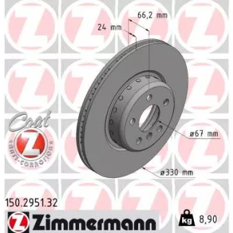 Jeu de 2 disques de frein avant ZIMMERMANN 150.2951.32