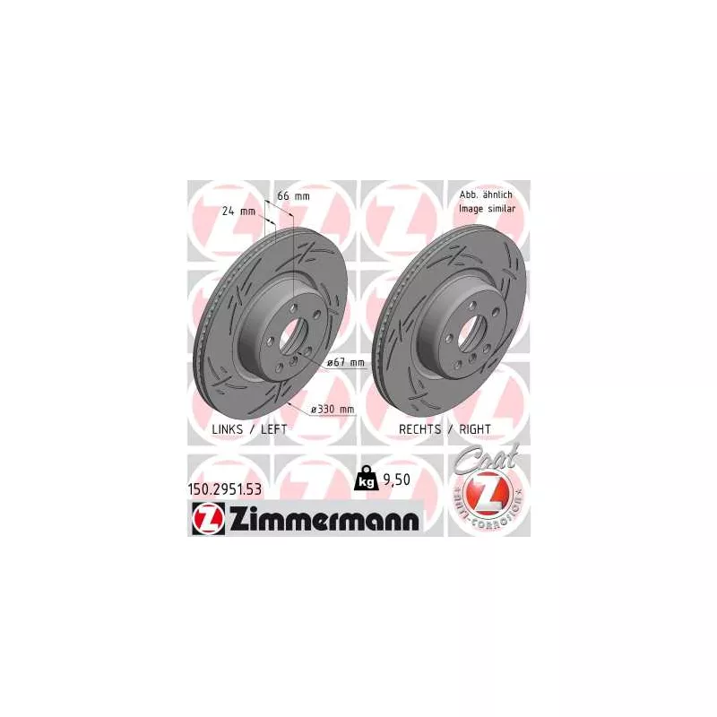 Jeu de 2 disques de frein avant ZIMMERMANN 150.2951.53