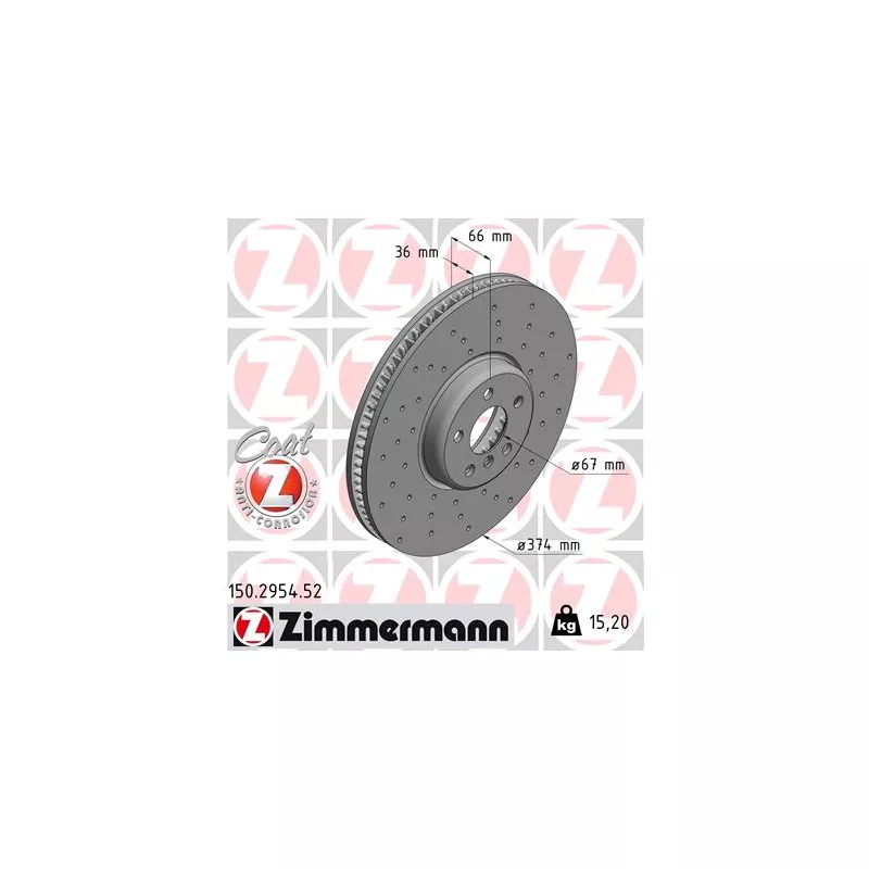 Jeu de 2 disques de frein arrière ZIMMERMANN 150.2954.52