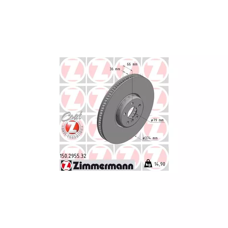 Disque de frein arrière droit ZIMMERMANN 150.2955.32
