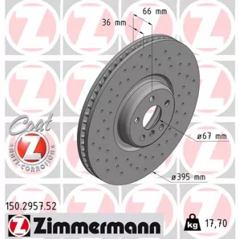 Jeu de 2 disques de frein arrière ZIMMERMANN 150.2957.52