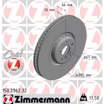 Disque de frein arrière gauche ZIMMERMANN 150.2962.32