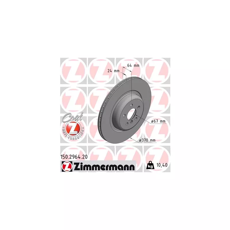 Jeu de 2 disques de frein arrière ZIMMERMANN 150.2964.20