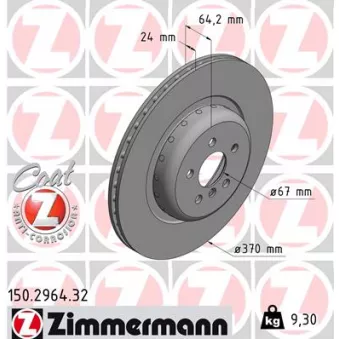 Jeu de 2 disques de frein arrière ZIMMERMANN 150.2964.32