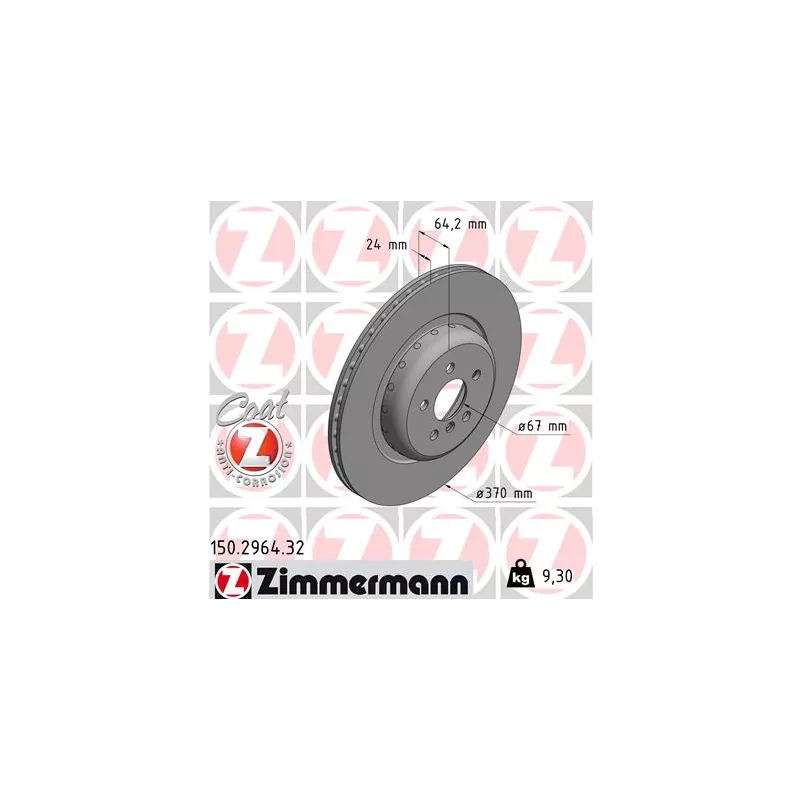Jeu de 2 disques de frein arrière ZIMMERMANN 150.2964.32