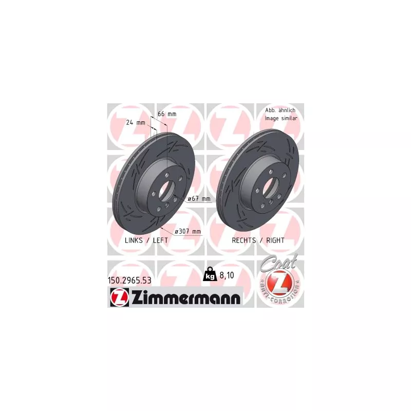 Jeu de 2 disques de frein avant ZIMMERMANN 150.2965.53