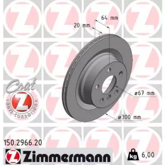 Jeu de 2 disques de frein arrière ZIMMERMANN 150.2966.20