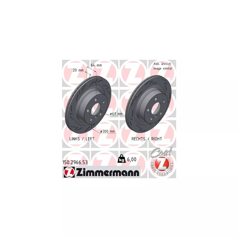 Jeu de 2 disques de frein arrière ZIMMERMANN 150.2966.53