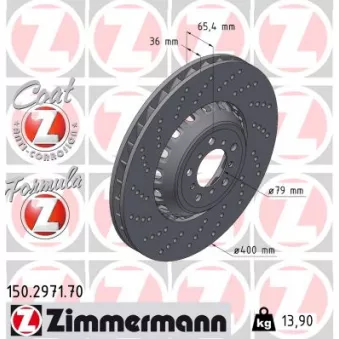 Disque de frein arrière gauche ZIMMERMANN 150.2971.70