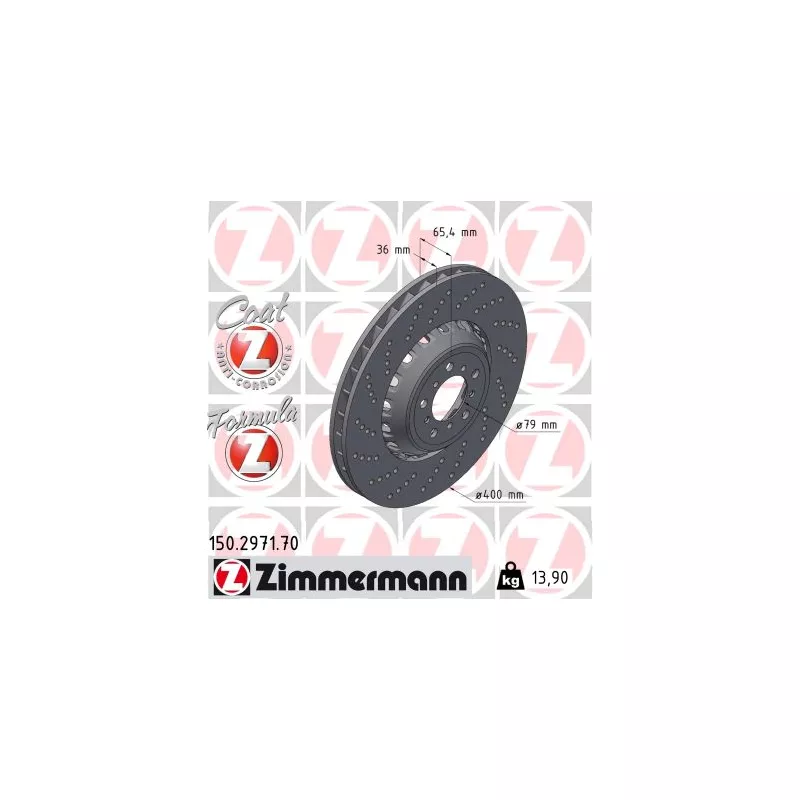 Disque de frein arrière gauche ZIMMERMANN 150.2971.70