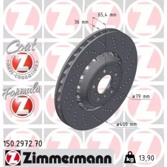 Disque de frein arrière droit ZIMMERMANN 150.2972.70