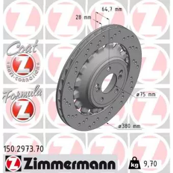 Disque de frein arrière gauche ZIMMERMANN 150.2973.70