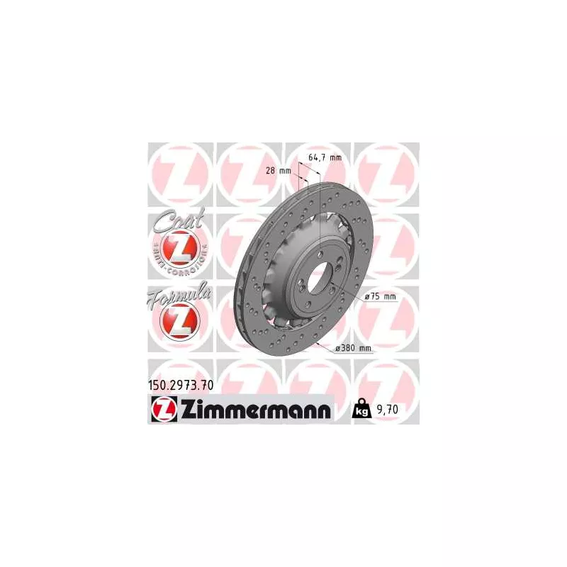 Disque de frein arrière gauche ZIMMERMANN 150.2973.70