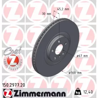 Disque de frein arrière gauche ZIMMERMANN 150.2977.20