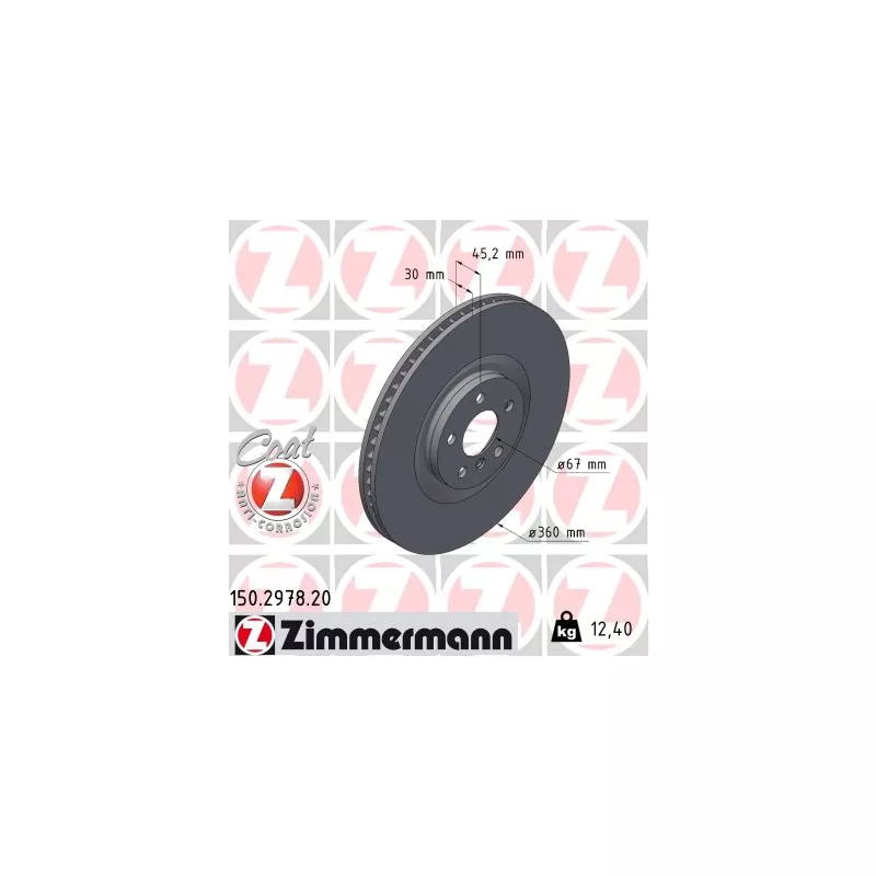 Jeu de 2 disques de frein arrière ZIMMERMANN 150.2978.20