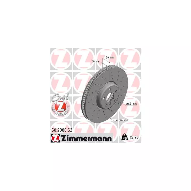 Disque de frein arrière gauche ZIMMERMANN 150.2980.52