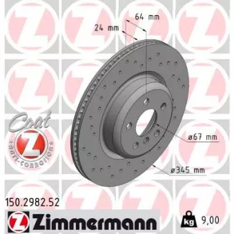 Disque de frein arrière gauche ZIMMERMANN 150.2982.52