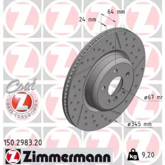 Disque de frein arrière droit ZIMMERMANN 150.2983.20