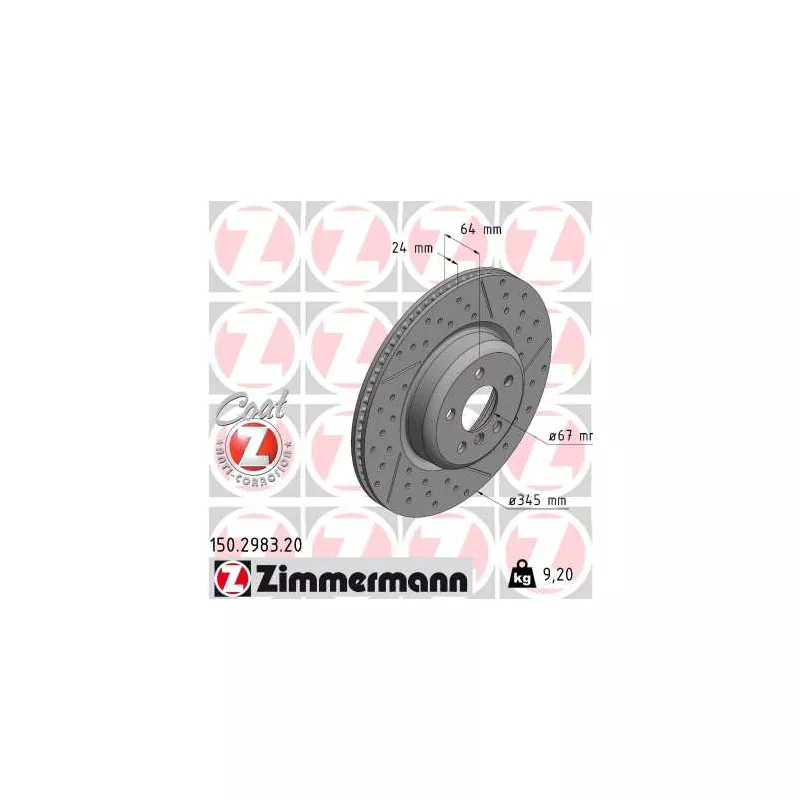 Disque de frein arrière droit ZIMMERMANN 150.2983.20