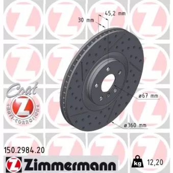 Disque de frein arrière gauche ZIMMERMANN 150.2984.20
