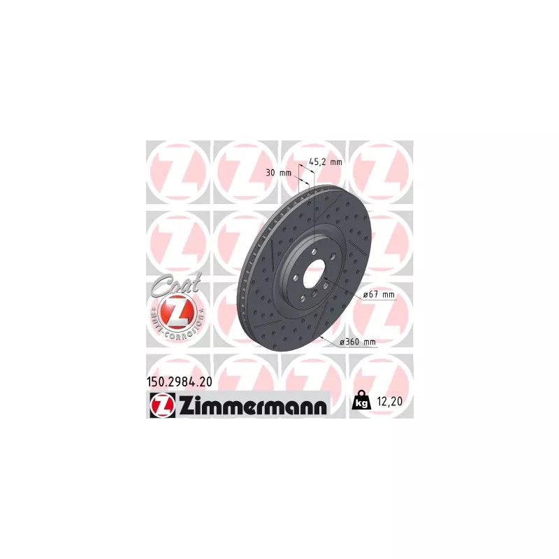 Disque de frein arrière gauche ZIMMERMANN 150.2984.20