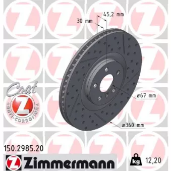 Disque de frein arrière droit ZIMMERMANN 150.2985.20