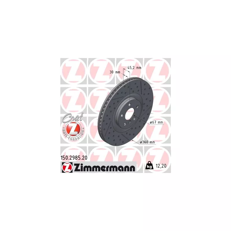 Disque de frein arrière droit ZIMMERMANN 150.2985.20