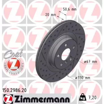Disque de frein arrière gauche ZIMMERMANN 150.2986.20
