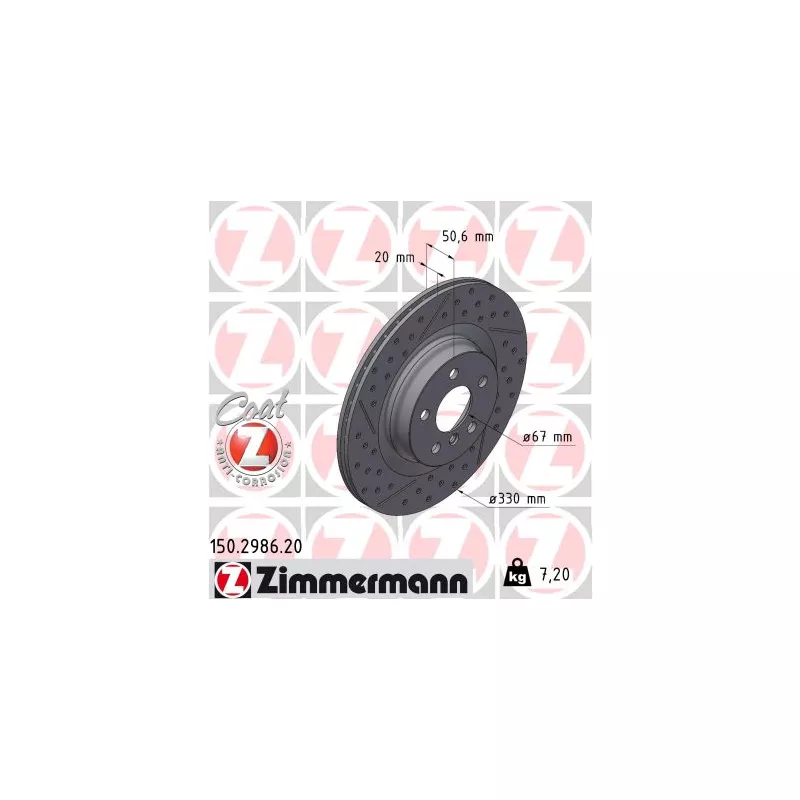 Disque de frein arrière gauche ZIMMERMANN 150.2986.20