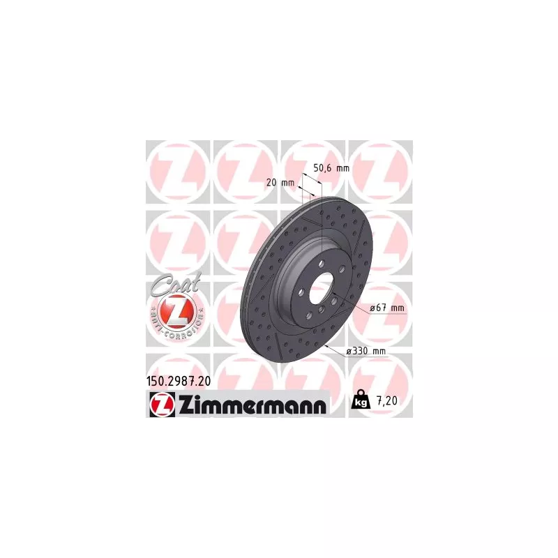 Disque de frein arrière droit ZIMMERMANN 150.2987.20