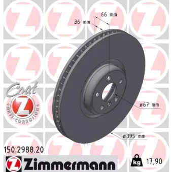 Jeu de 2 disques de frein avant ZIMMERMANN 150.2988.20