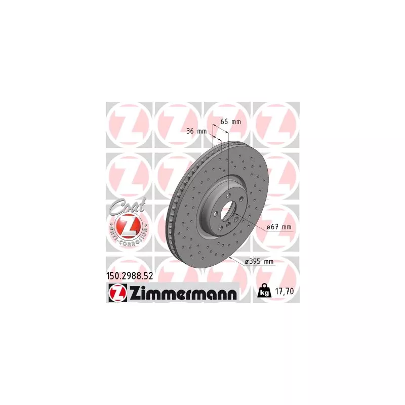 Jeu de 2 disques de frein avant ZIMMERMANN 150.2988.52